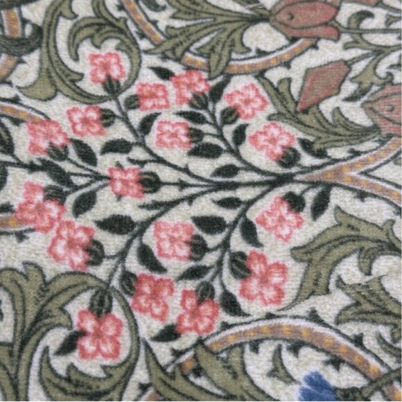 4 Pc William Morris Woodland Leaves Velour Bath Hand Towel Set Green Coral Blue - Picture 8 of 9